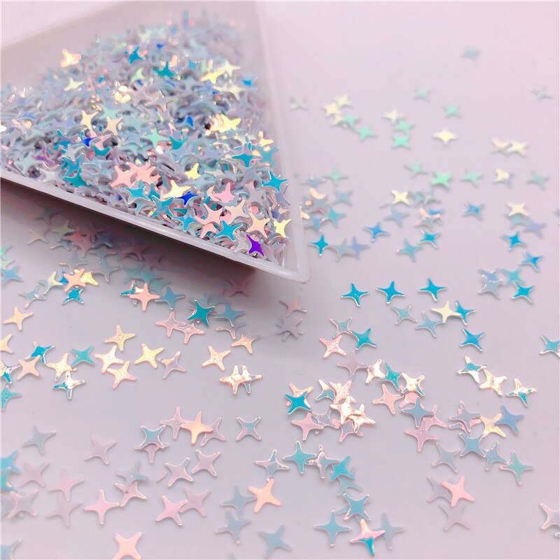 Colorful Halo 4 Point Star Confetti Holographic Glitter Aurora Borealis Sprinkle Iridescent Cross Star Flakes Resin Art supplies: 03