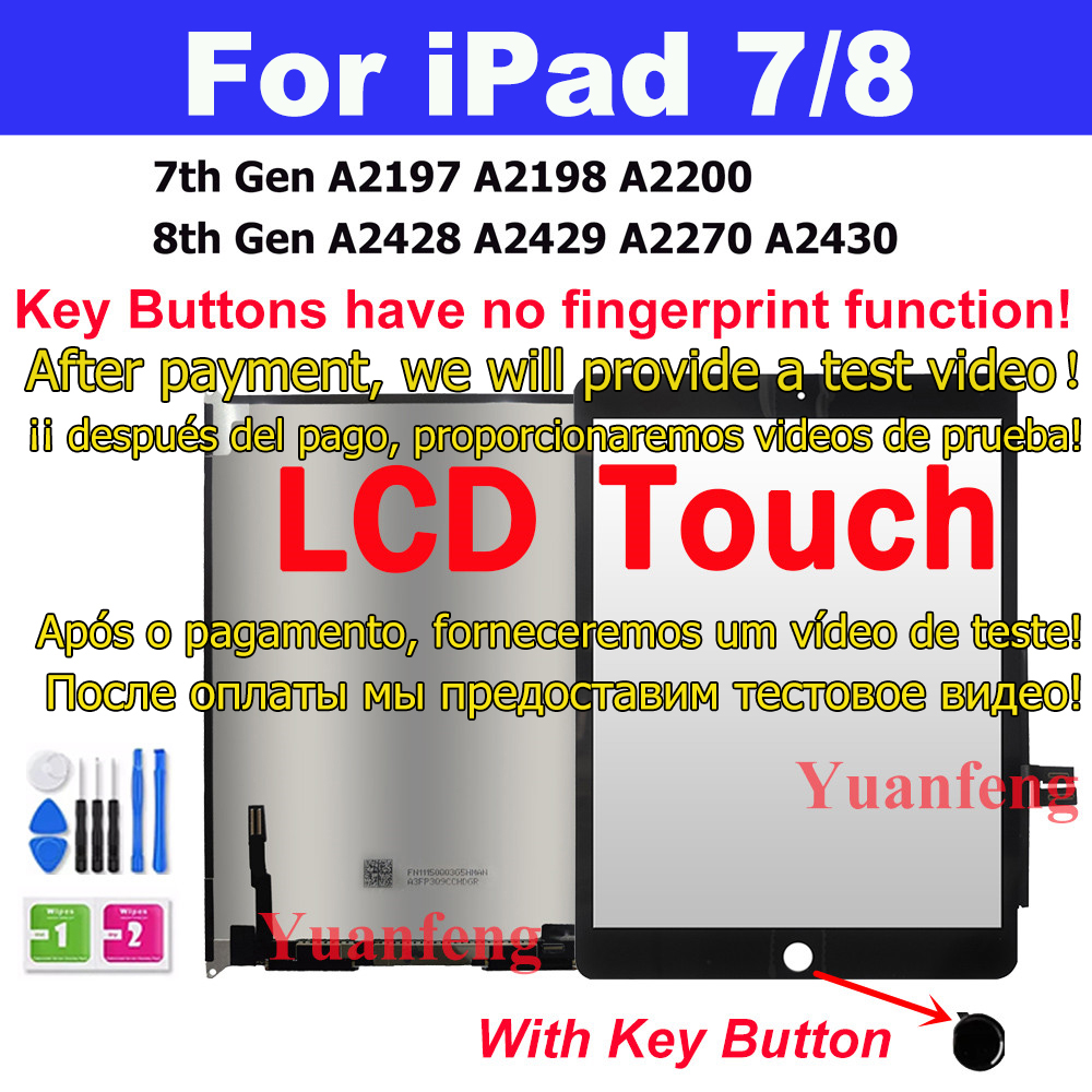 Reparasjon av nettbrett, lcd-berøringsskjerm til ipad 7 8 10.2 , 7th , gen.  a2197 a2198 a2200 8th a2270 a2430 a2428 a2429 9th a2602