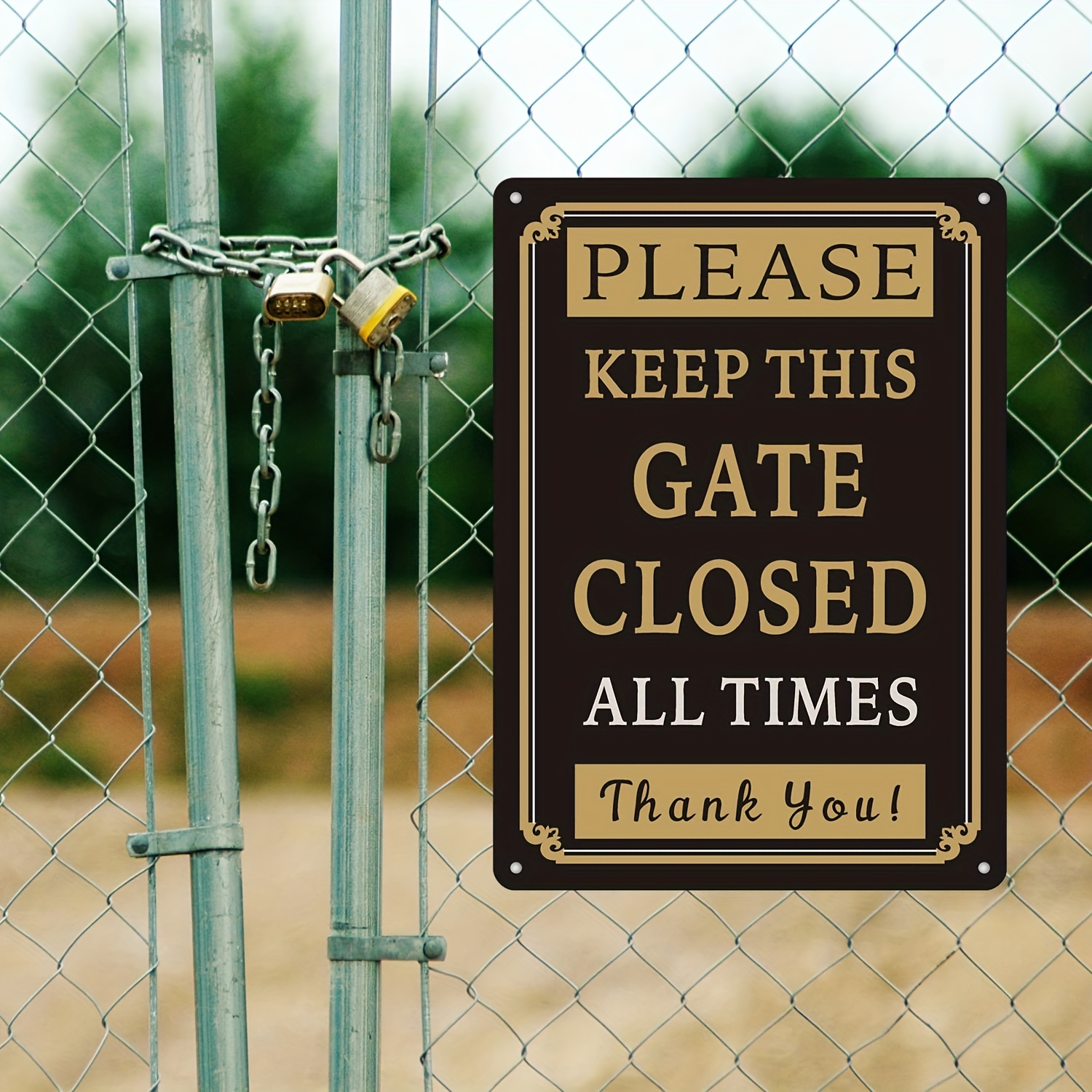 1pc Metal Warning Signs,"Keep Gate Closed And Locked At All Times"Metal Sign,Tin Sign For House, Business, Yard Or Driveway