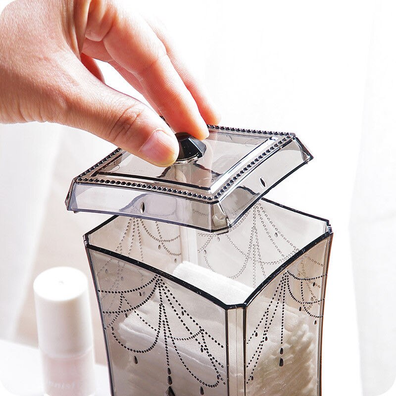 Beste wattenschijfjes dispenser opbergdoos doos wollen deksel transparant stofvrij make-up organizers dames opbergdoos