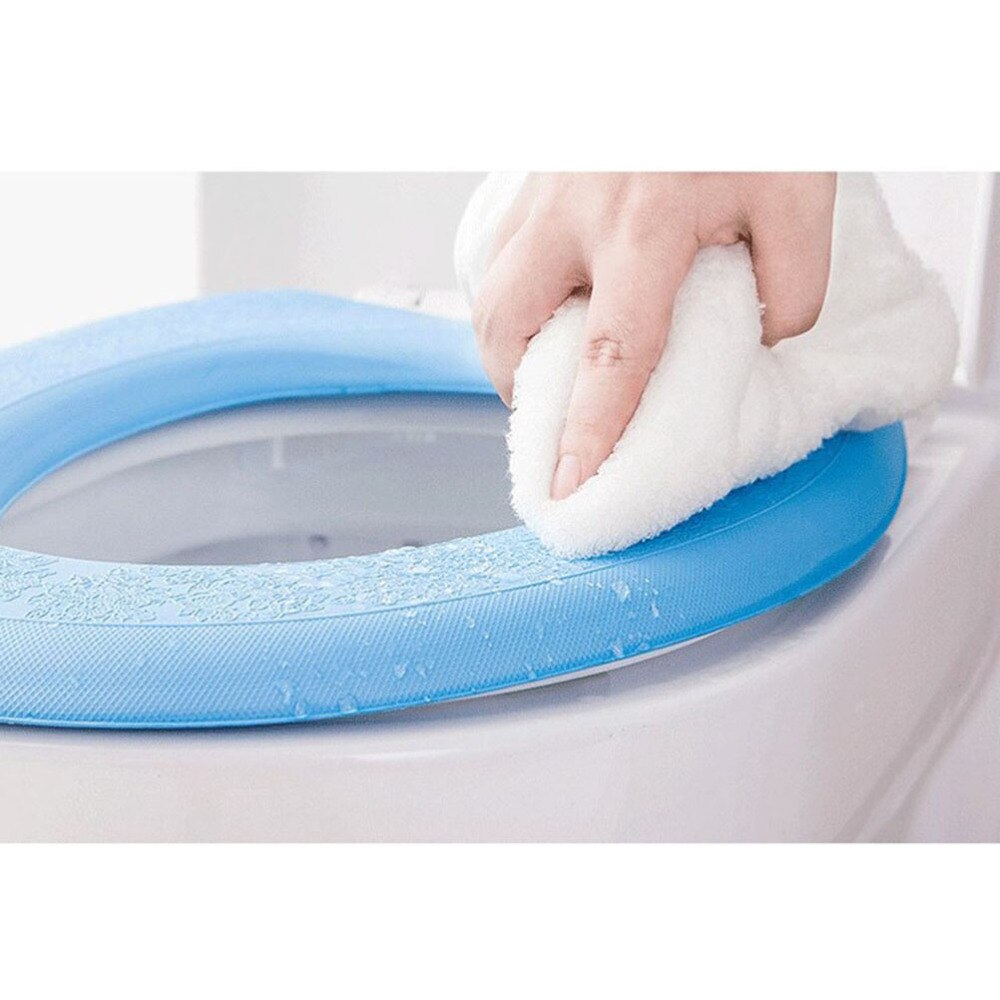 Sky Blue Paste Toilet Seat Cover Cushion Waterproof Toilet Mat