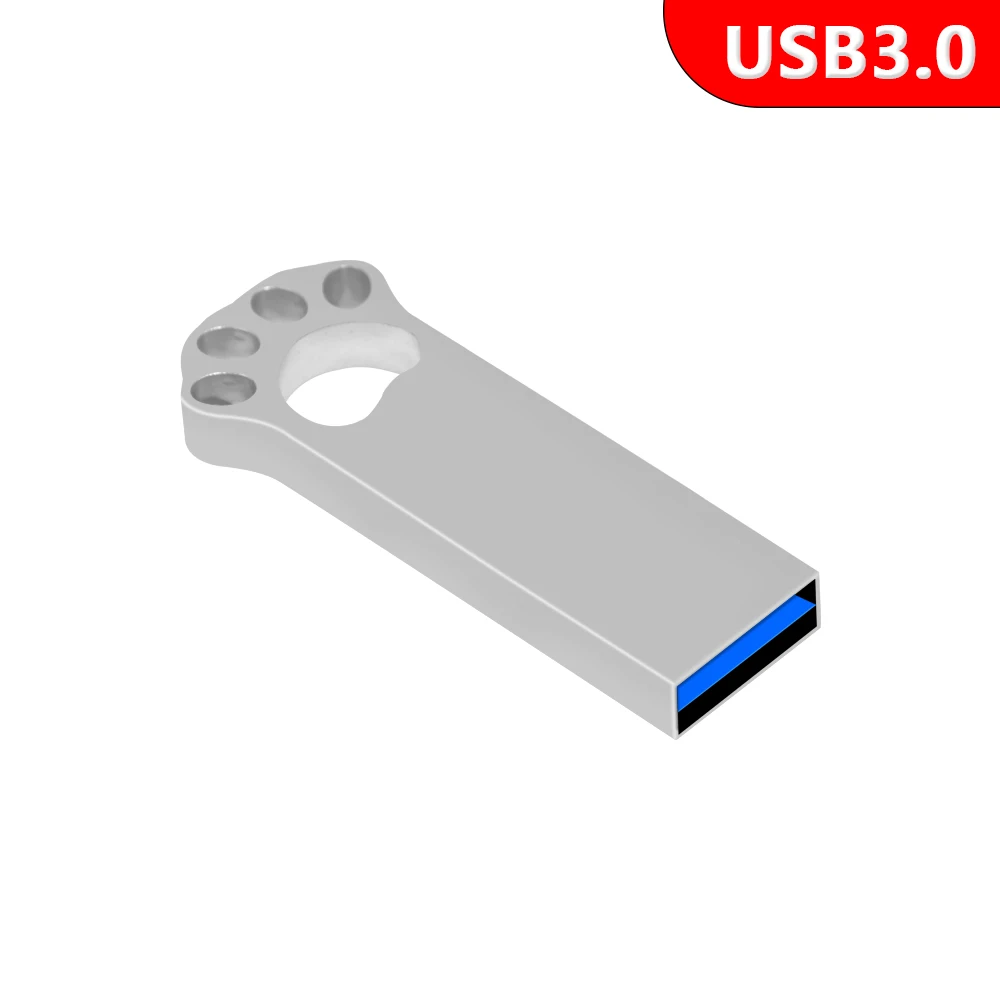 Pendrive USB 3.0 Metalowy - 8GB do 128GB - Uroczy Design Łapki Kota - Pamięć: Biały / 128 GB