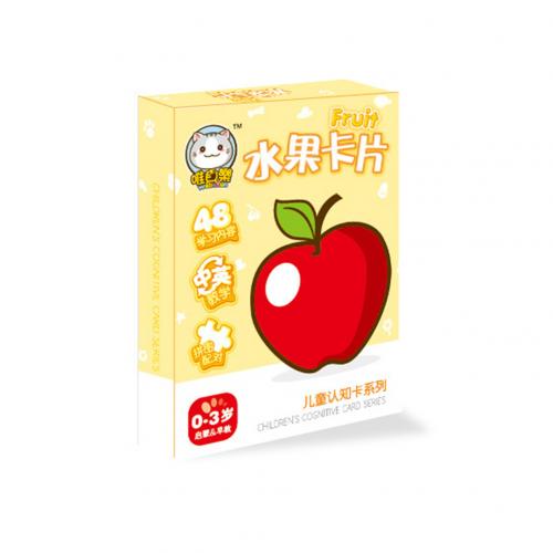48 stk / sæt tegneserie animalsk frugt parring engelsk kinesiske kort baby læring legetøj: 5 frugter