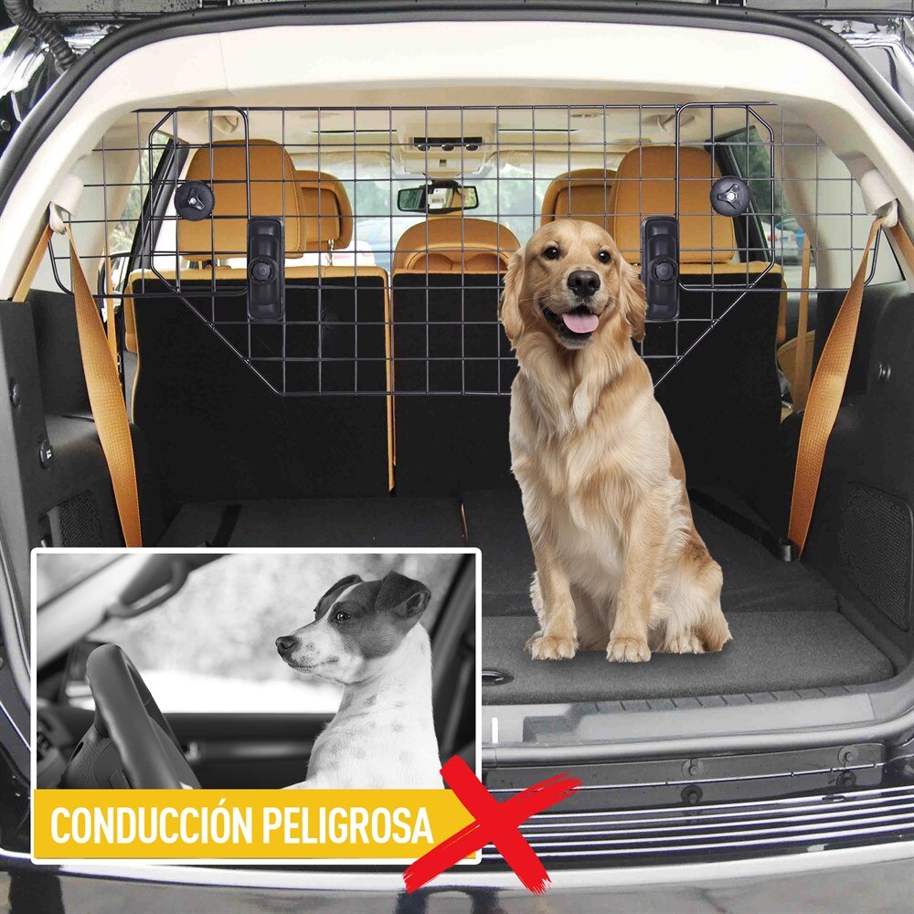 PawHut Rejilla Separador Perro Coche Extensible Universal Reja de Seguridad Barrera para Perro para Cabeza 89-122x41cm Acero