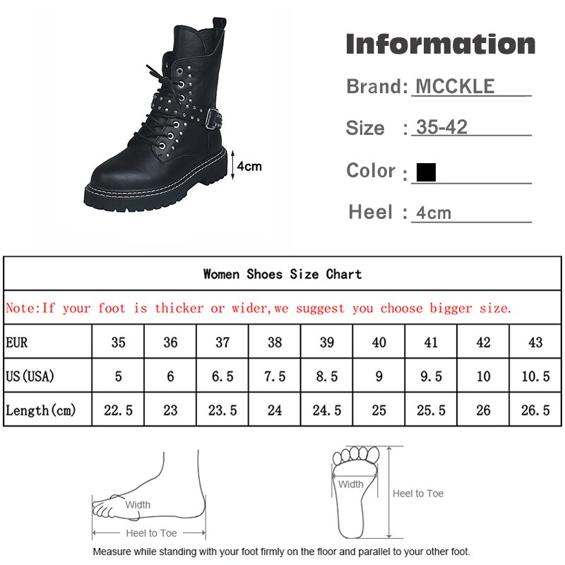 Mcckle kvinner nagle kule ankelstøvletter snøringe dame spenne stropp kort støvel plattform kvinnelig fottøy sy glidelås sko