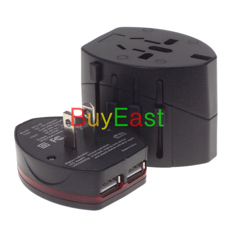 Dual 2 Port USB Travel Plug Adapter Change UK/EU/US/AU/China/Japan Plug Works In Over 150 Countries