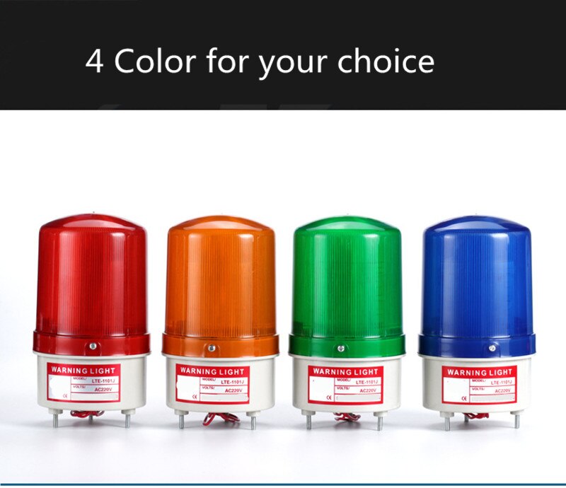 DC 12V 24V 48V LED-1101J Red Yellow Green Blue Warning Light Lamp Siren Sound And Rotating Industrial Warning With Buzzer