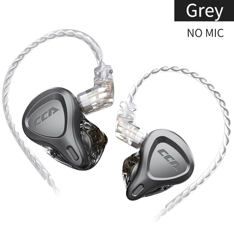 Cca csn 1ba + 1dd hybrid-ohrhörer mit geräuschunterdrückung, in-ear-kopfhörer, monitor-kopfhörer, hifi-headset für kz zsn pro, zsx  zs10 pro, zax: Grau, kein mikrofon