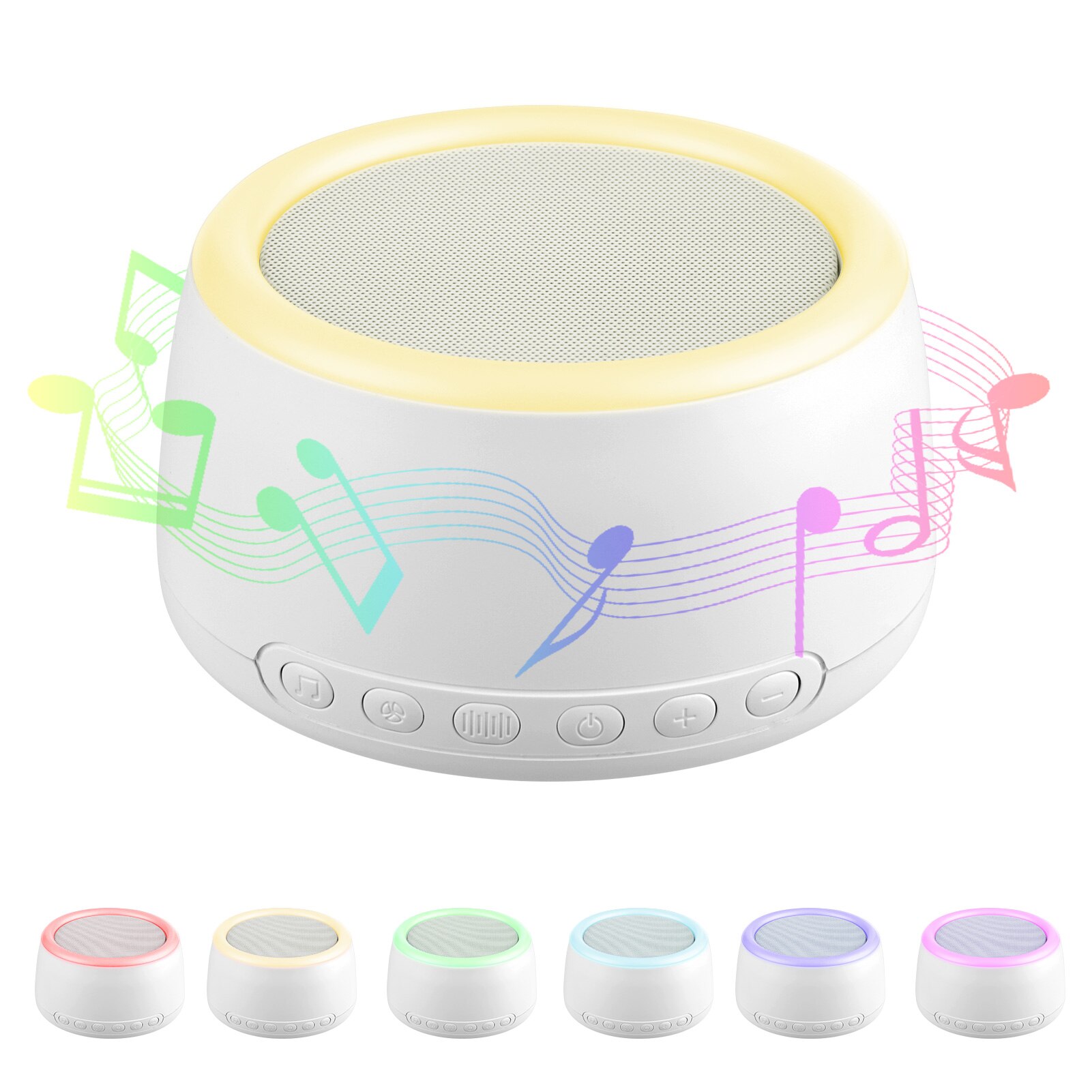 Desktop Rechargeable White Noise Machine Sleep Therapy Sound Machine with Colorful Touch Control Night Light Sleeping Relaxing