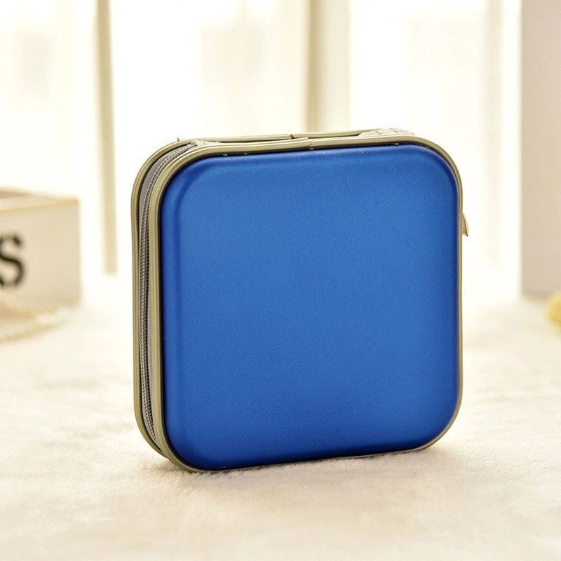 Portable Large Capacity Disc CD DVD VCD Wallet Storage Organizer Case with Zipper Hard EVA Bag Album Box: Blue Small