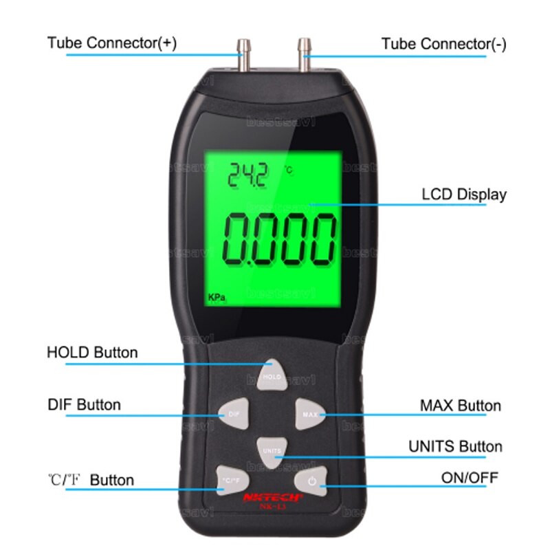 High precision LCD digital pressure gauge differential pressure gauge barometer differential pressure tester