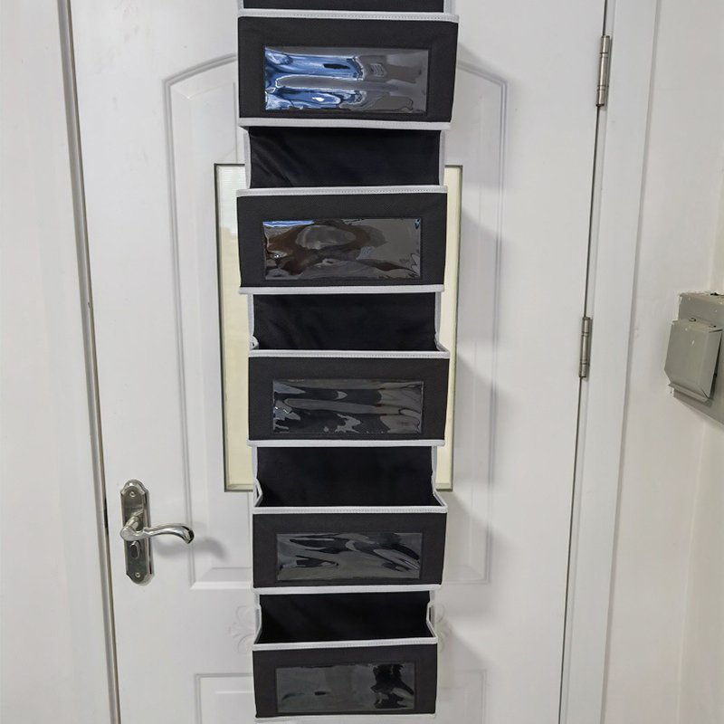 Yaapeet Over The Door Pocket Organizer Hanging Closet Clear Window Storage Bag with Mental Hook Children Nursery Closet Home: black