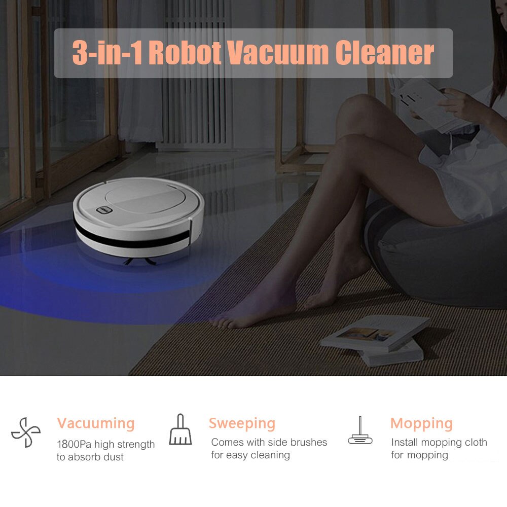 Robot Vacuum Cleaner 3-in-1 Sweeping Robots Sweeping Mopping Vacuuming Robot Automatic Cleaning Intelligent Obstacle Avoidance