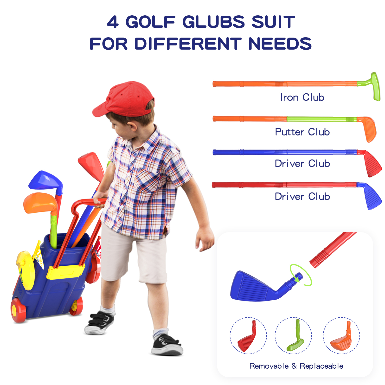 Peuter Golf Set Kids Golfclubs Met 8 Ballen 4 Golfstokken, 2 Oefenholes En Een Putting Mat Speelgoed Voor 2 3 4 5 Jaar Oude Meisjes