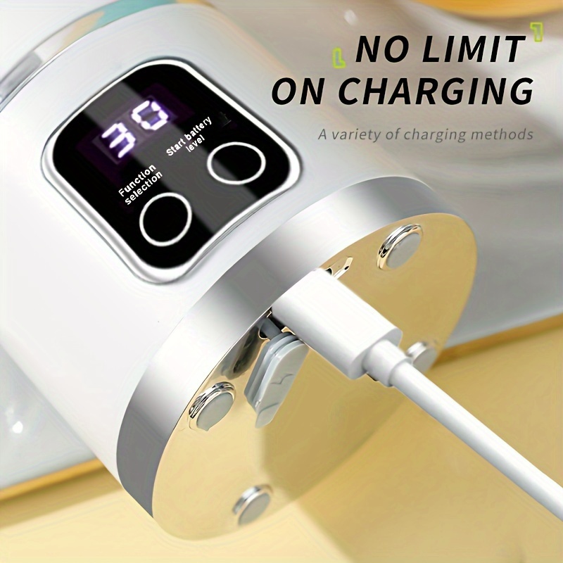 450ml Draagbare Juicer met LED Digitaal Display USB Opladen Outdoor Sap Cup Thuis Multifunctionele 12-Blade Blender 1500mAh