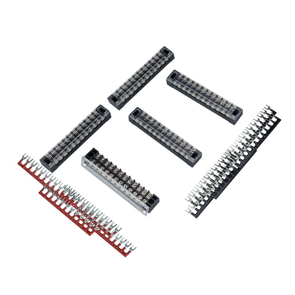 5Pcs Dual Row 12P Screw Barrier Terminal Block with Fork Terminal Barrier Strips