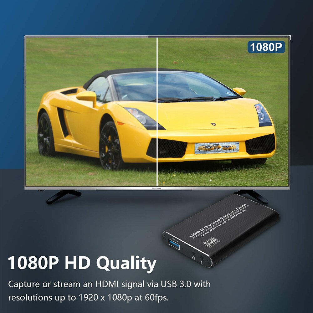 4K Input Video Capture Card Box Hdmi 3.0 Usb Hd 1080P Video Recorder Grabber Voor Obs Game Camera live Straming Met Microfoon Ingang