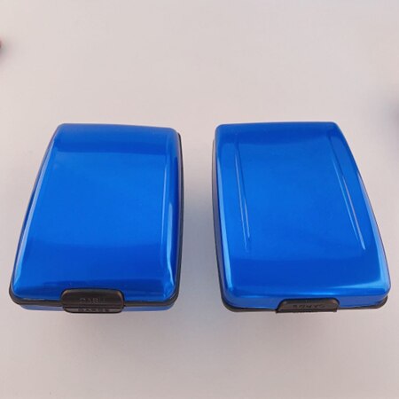 Portefeuille de carte en aluminium multifonction RFID bloquant le porte-carte de crédit pour les hommes femmes voyage affaires pièces de monnaie: blue wallet