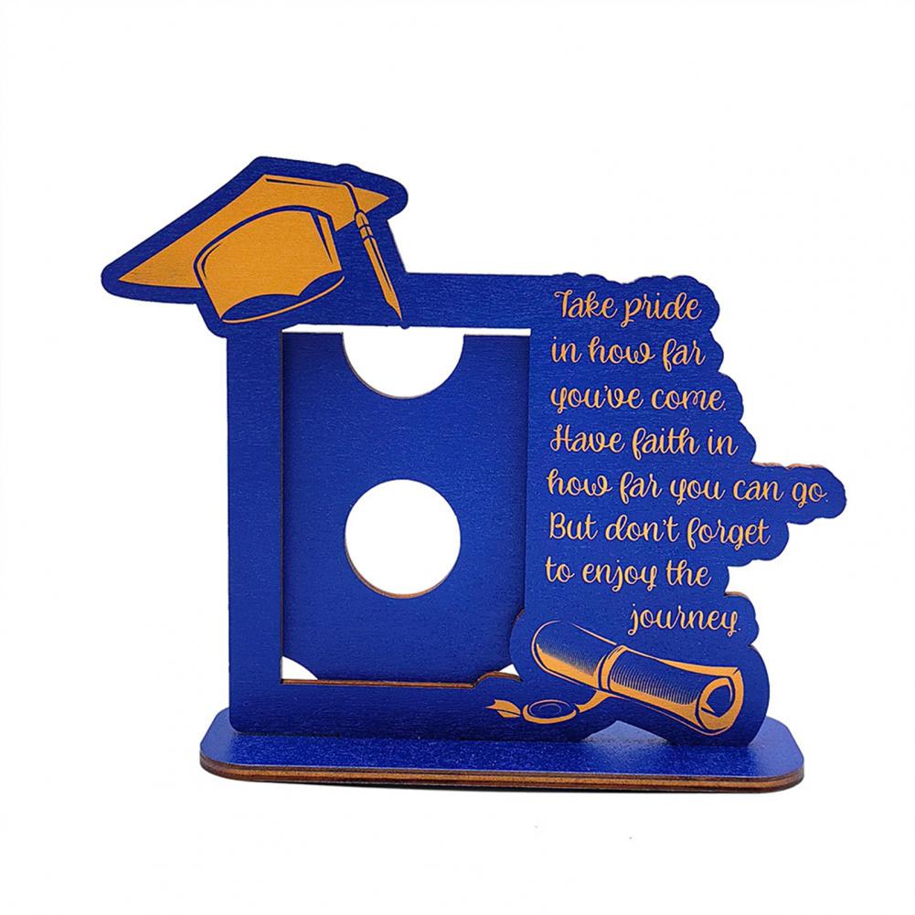 1 Set Picture Frame DIY Wooden Graduation Picture Display Frame Vintage Rustic Graduation Photo Frame For Desktop Decoration: Blue