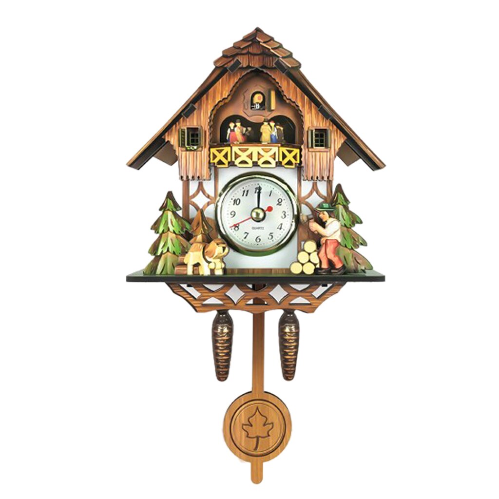 European Pastoral Wooden Cuckoo Wall Clock for Living Room Bedroom Decoration