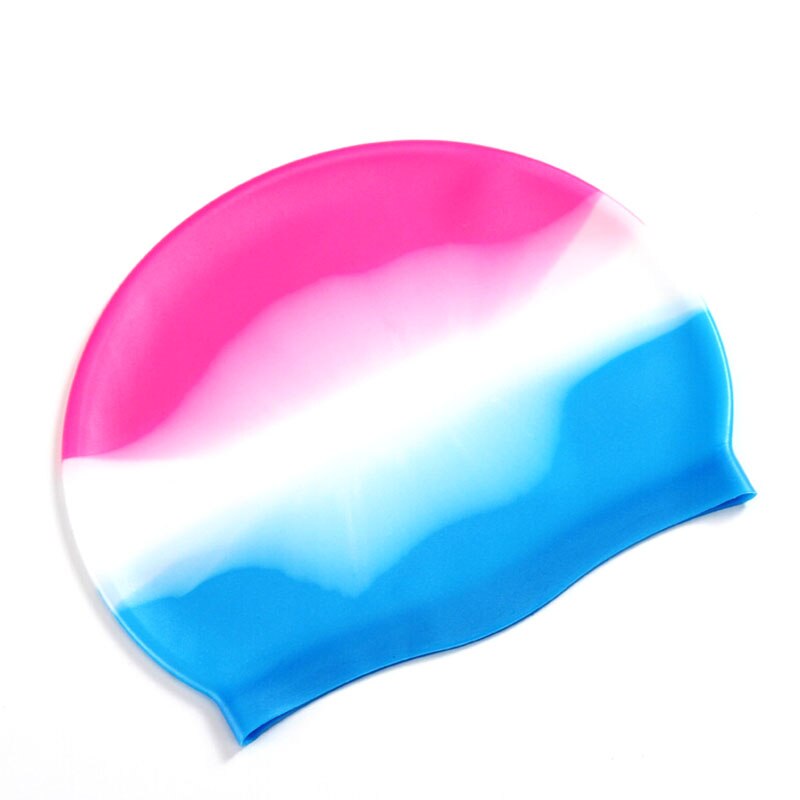 19-22.5CM Gradient Adult Silicone Swim Caps Ear Protect Rubber Swimming Waterproof Hat Swim Cover Radius Swim Accessories: Pink