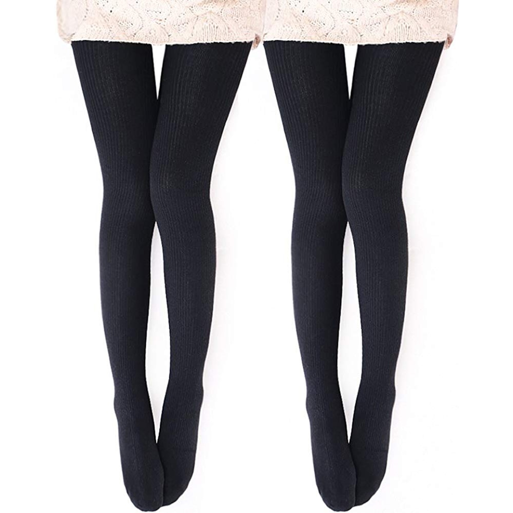 Womens Yoga Tights Warm Wool Blend Ribbed Tights - Opaque Tights Knitted Tights