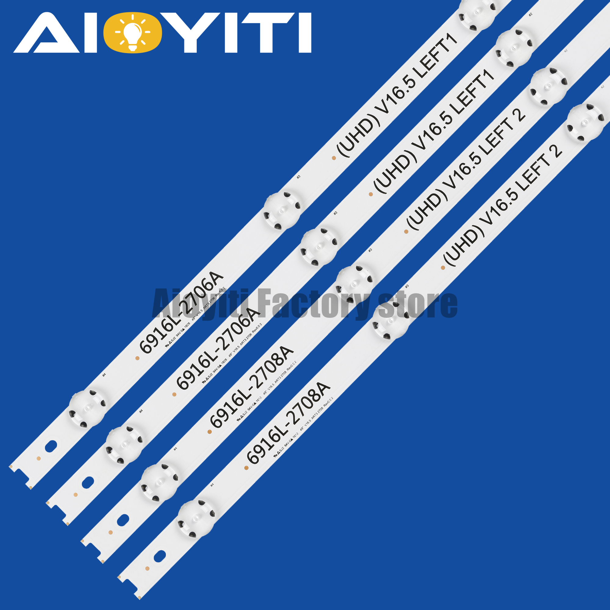 Led-bakgrundsbelysningsremsa för 49 tum  tv 49 lj 58300w 49 uh 603v 49 uh 620v lc490 dge 6916l-2705a 6916l-2706a 6916l-2707a 6916l-2708a