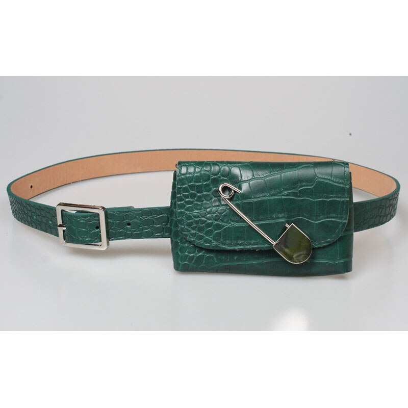 Kleine Taille Verpakking Lederen Fanny Pack Taille Riem Tassen Voor Vrouwen Mini Riem Tas Vrouwelijke Mode Taille Tas Portemonnee: Green waist bag