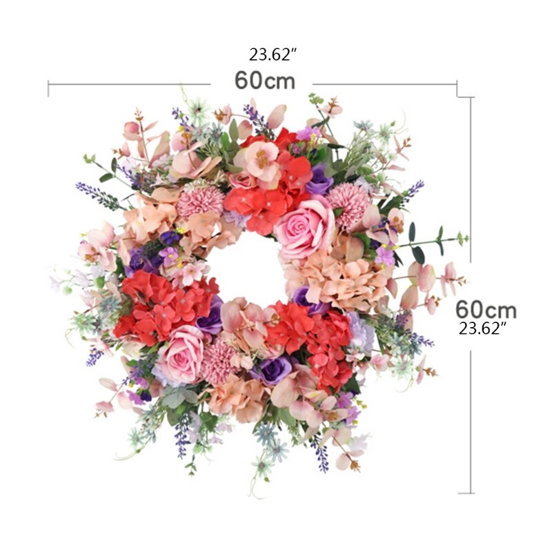 Kunstmatige zonnebloem zomer krans, voordeur kransen voor alle seizoenen, 40 cm decoratieve bloemen krans, met gele zonnebloem en groene bladeren