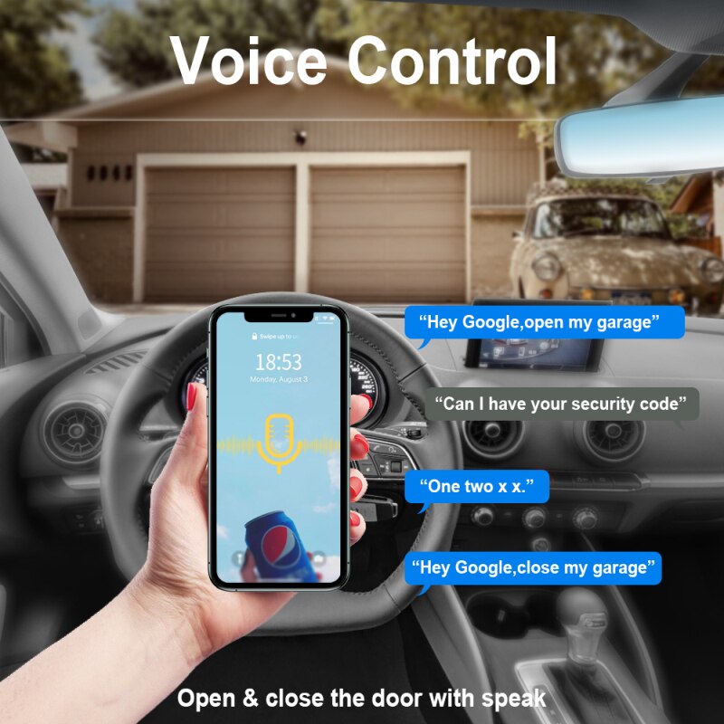 Garage door sensor opener controller remote WiFi switch Tuya Smart Life App works with Google Home Alexa home automation