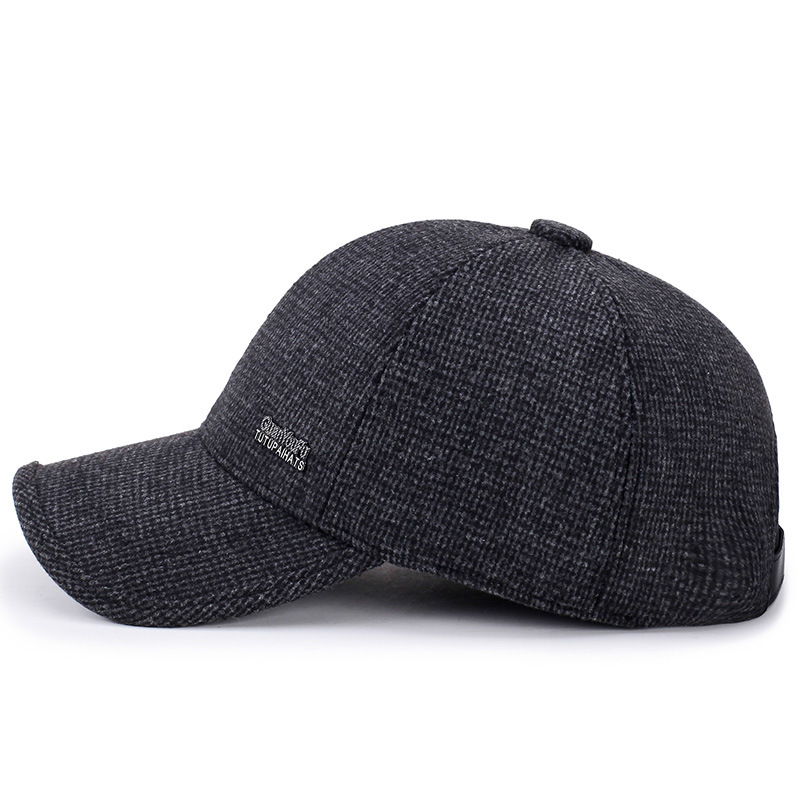 baseball cap mosaic standard middle-aged caps men's autumn and winter woolen dad hats outdoor warm old hat