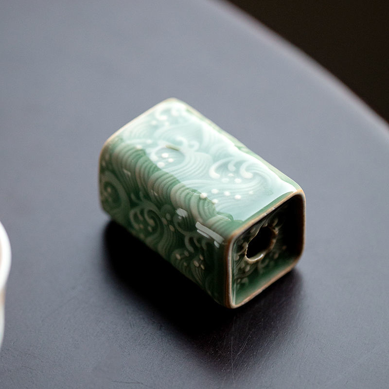 Base de cubierta de tetera de celadón de estilo japonés, cubierta de olla de arena púrpura, soporte de cerámica, cubiertas de té de Kung Fu, estante de almacenamiento, 1 pieza
