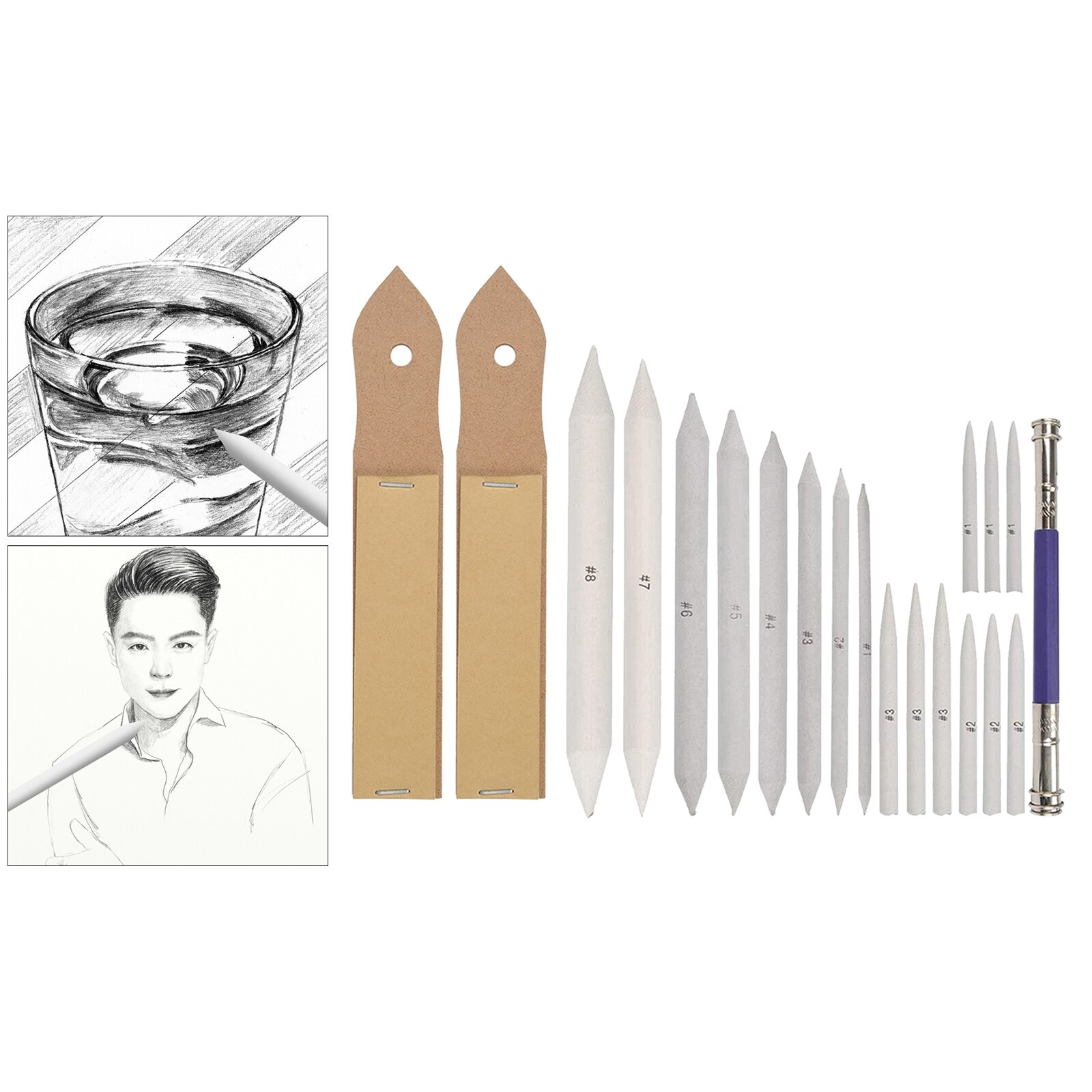 20Pcs Blending Stumps and Tortillon for Drawing, Shading Pencils for Sketching, Blending Pencil, Blending Sticks Drawing Tool
