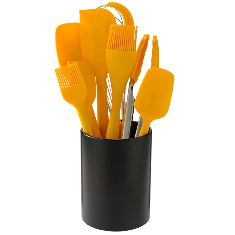 8 Pcs Large Kitchen Utensils Set With Holder Non Stick And Heat Resistant Silicone Cooking Utensil BPA Free Non Toxic
