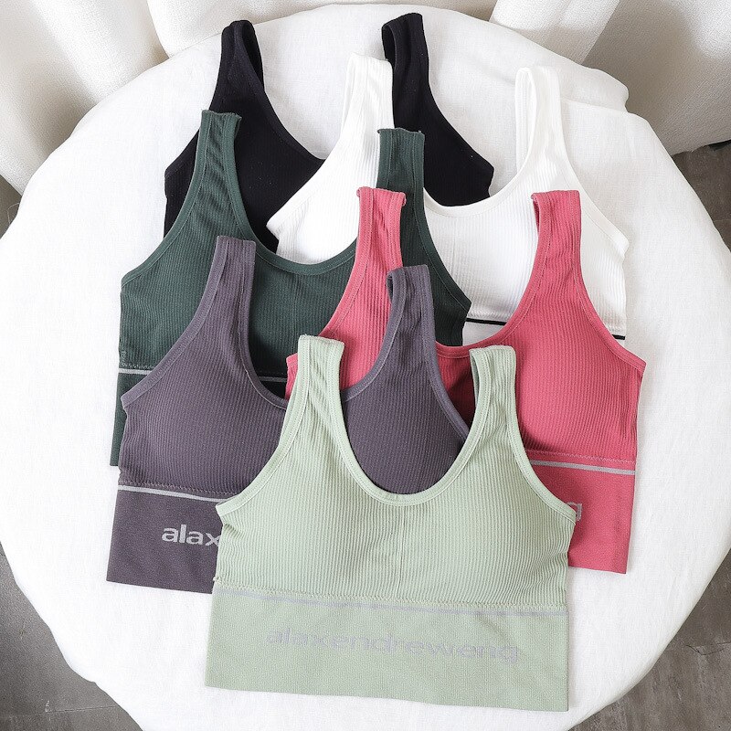 Carta deportes Bras mujer sólido deportes sujetador de trotar gimnasio mujer deportes Bra ropa interior chica Fitness carrera Yoga Deporte Tops