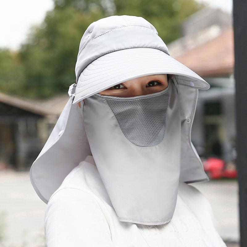 Sun hat Travel Beach Hat Set female summer safe and comfortable UV proof parent-child suit: No bow grey