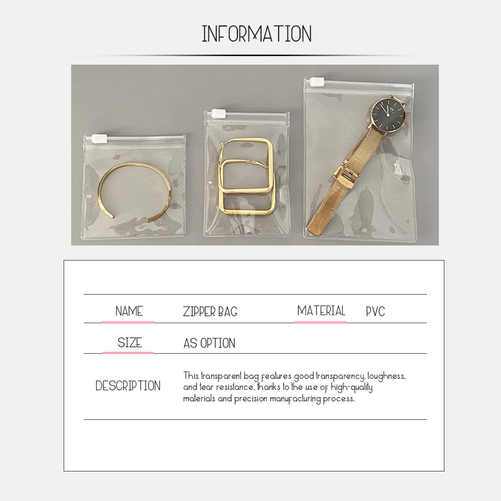 Bolsa con cremallera para joyería, plástico PVC transparente, pulsera, collar, pendientes, bolsa de para embalaje de pequeñas empresas, 10/20 Uds.