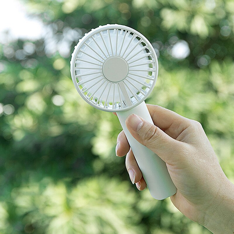 2000MAh Handheld Fan W10 Double Leaf Fan Lazy Desktop Mini USB Night Light Electric Fan(White)