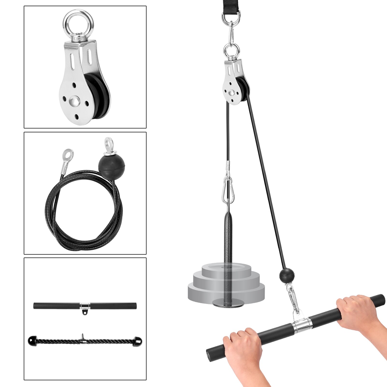 DIY Pulley Rope Fitness System Self Made Fitness Apparatus Strength Training Equipment Pull Down Pulley Rope Fitness Tricep
