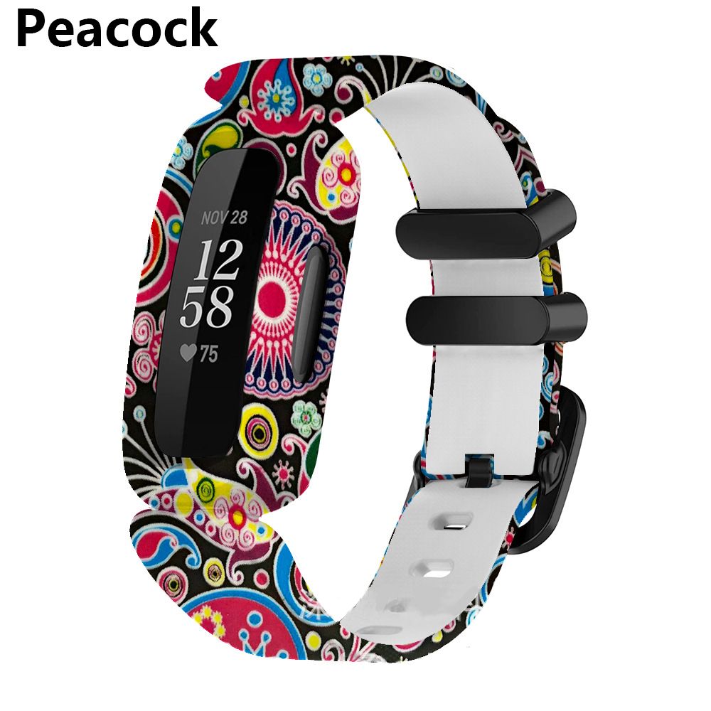 Wrist Strap Silicone Bracelet For Fitbit Ace 3/inspire 2 Smart Watch Band Bracelet Replacement Kids Wristband Watchbands: peacock