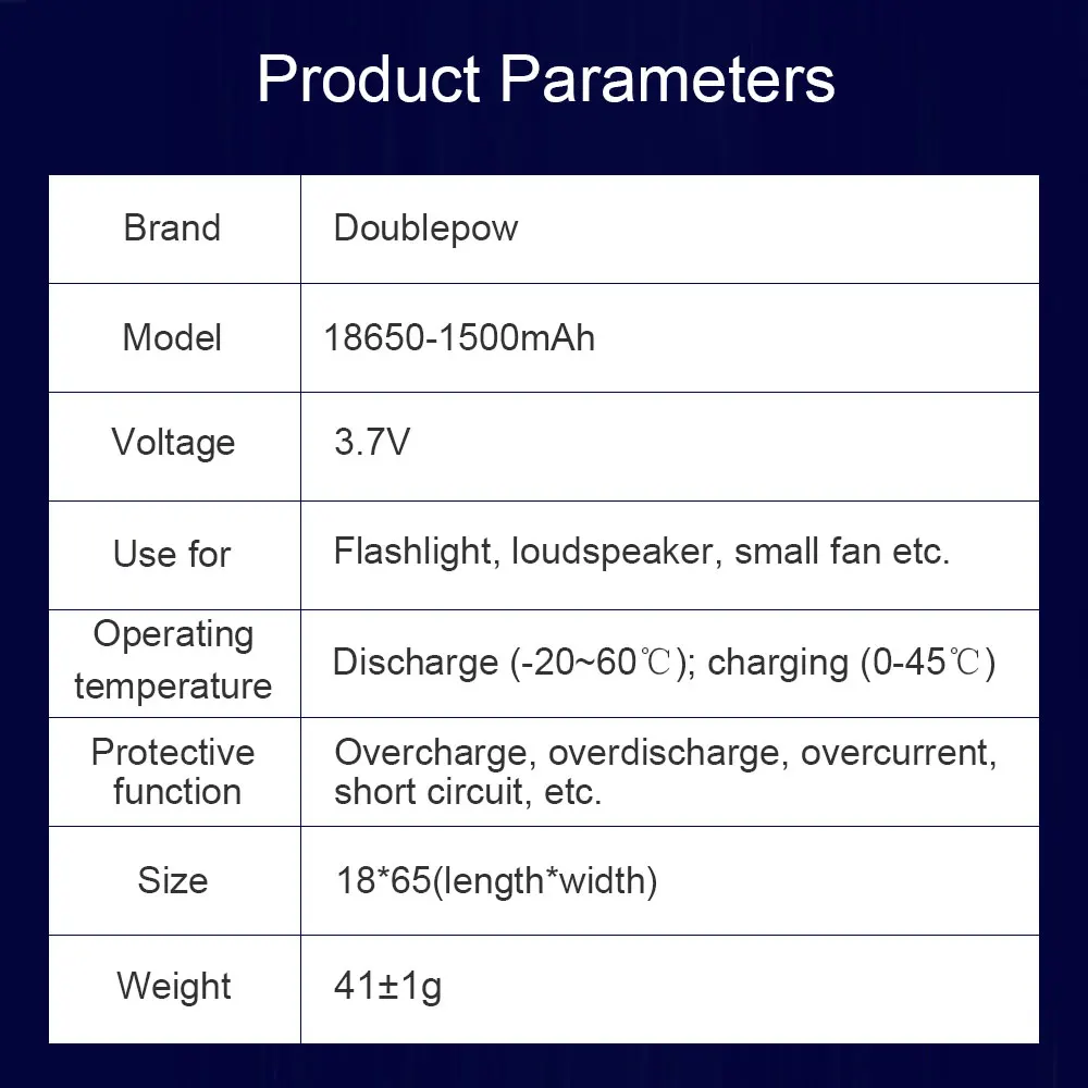 3.7V 18650 1500mah Rechargeable Lithium Battery for Flashlight Solar Lights Small Fans True Capacity 100% Original