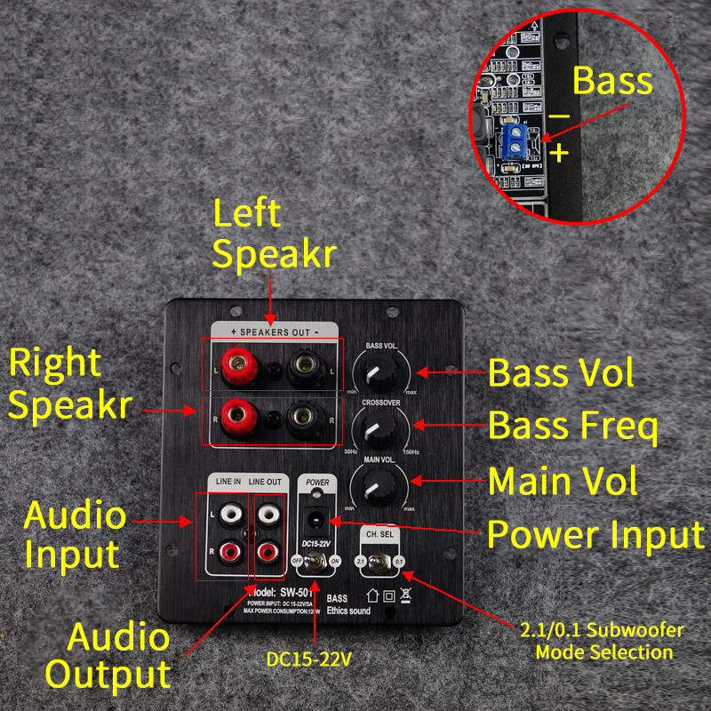UNISIAN 60W+30W+30W Audio Amplifier TPA3118 2.1 Channels Digital Subwoofer Power Amplifier Home Sound Speaker