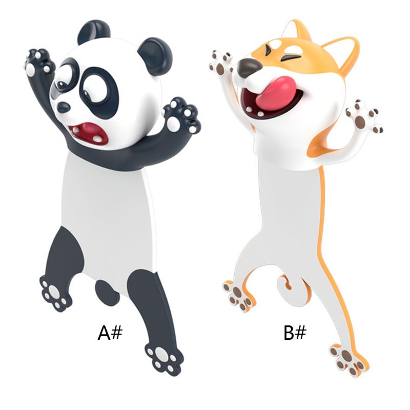 Cute Panda And Shiba Inu plastic Material Bookmarks Funny 3D Stereo Cartoon Animal Book Marker School Supplies Stationery
