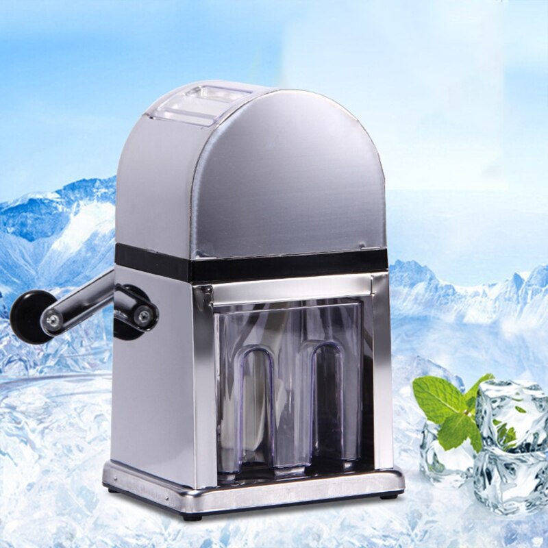 Portable Hand Crank Manual Ice Crusher Shaver Kids Shredding Snow Cone Maker Machine Kitchen Home Tool 19QE