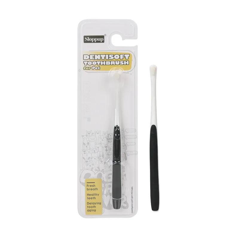 Cepillo de dientes de cabeza redonda para perros, elimina el mal aliento y el sarro, cuidado Dental, cepillo suave, herramientas de limpieza bucal para perros y gatos, suministros: Marrón oscuro