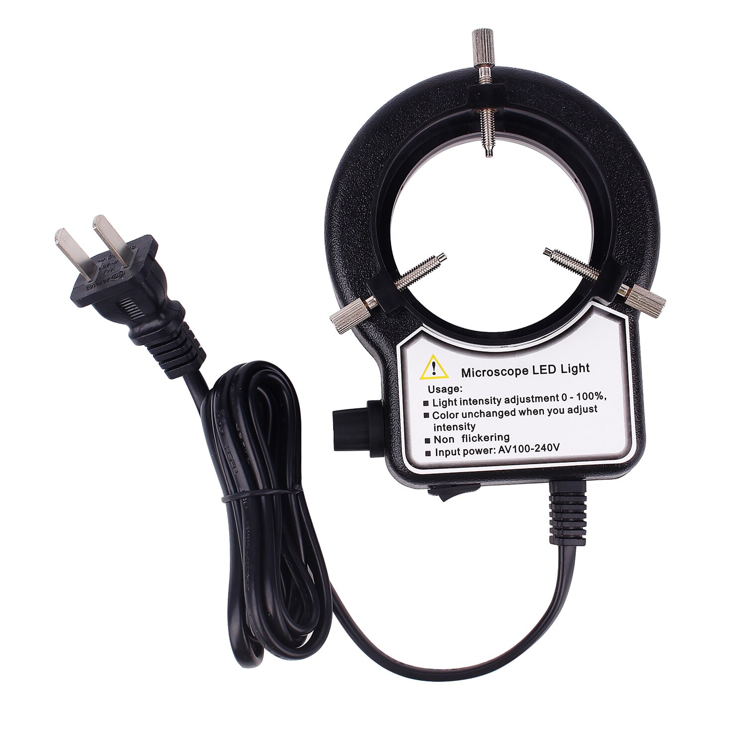 Lámpara iluminadora de Anillo de luz LED para microscopio, luz circular excelente, cámara de microscopio Industrial, fuente de luz: Black