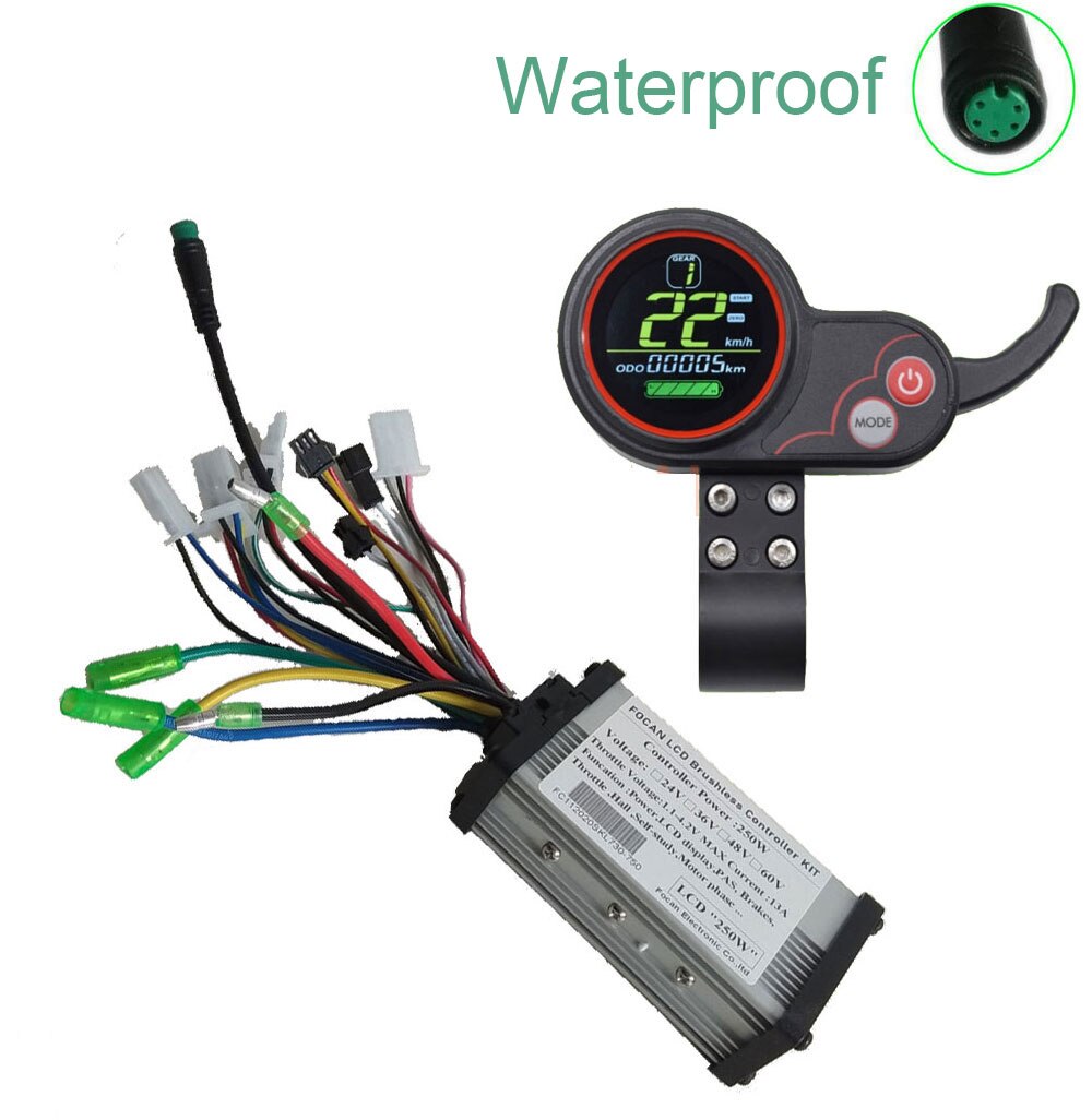24V 36V 48V 60V 250W 350W E-BIKE Motor LCD Display LH-100 Panel Thumb Throttle Electric Bicycle Scooter Brushless Controller Kit: 36V 48V 5PIN