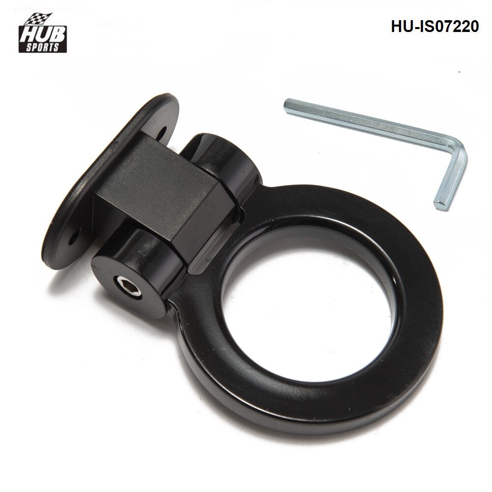 Pegatina de parachoques Universal ABS para coche, Kit de gancho de remolque de simulación de coche, accesorios para coche, HU-IS07220: Negro