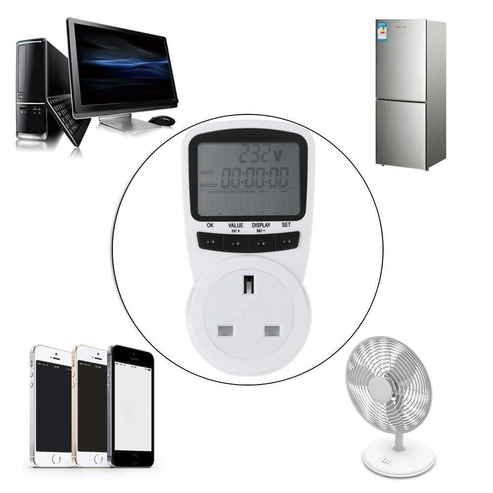 Digital LCD Electric Energy watt meter power meter analyzer Voltage Wattage Consumption Cost analyzer US UK EU AU Plug