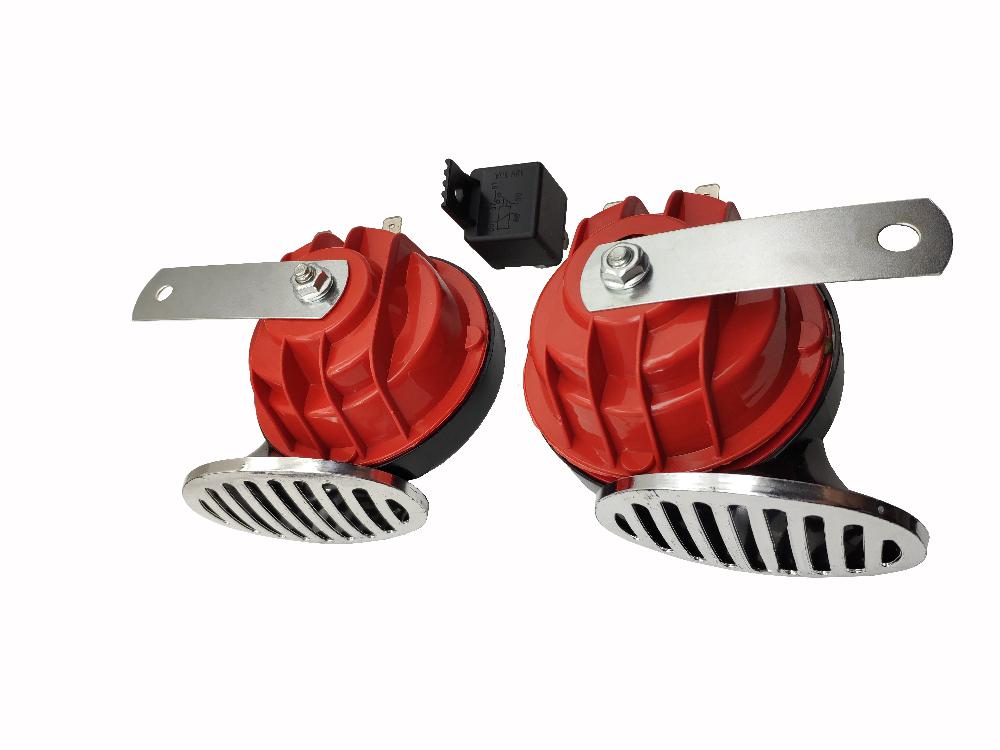 2 stuks universele slakkenhoornsirene met deksel, 12v/24v dubbele tonen elektrische autohoorns, luid alarmsysteem voor auto, boot, motorfiets
